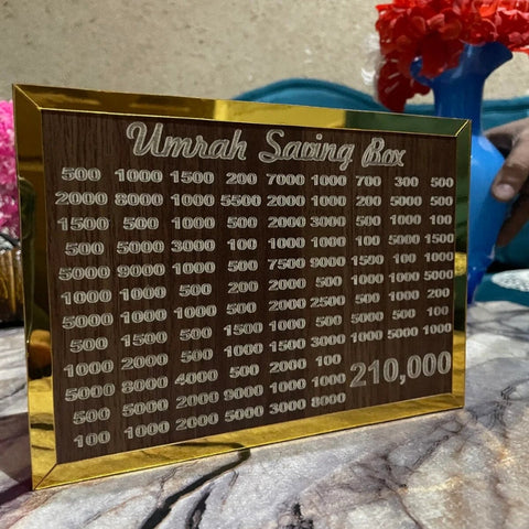 Golden Umrah Saving Wooden Box