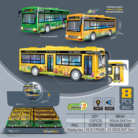Yellow LED Light Inertial School Bus Toy Car