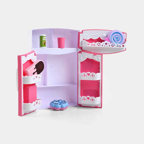 New Fun Mini Fridge Refrigerator Toy Set For Kids 3 Years - Pink