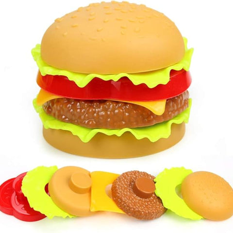 Pretend Play Fast Food Set, Play Food for Kids Kitchen - Play Kitchen Accessories - Toy Foods with Play Burger and Hot Dog Plastic Food for Pretend Play, Kids Toddler Childrens Birthday Gifts