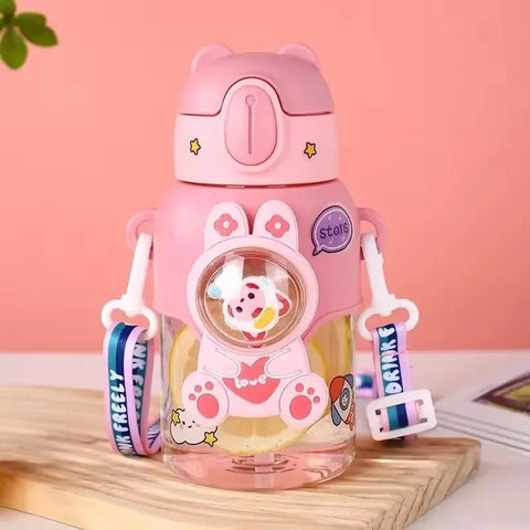 Cute Cartoon Water Bottle - 600ML Kids Sippy Drink Bottle