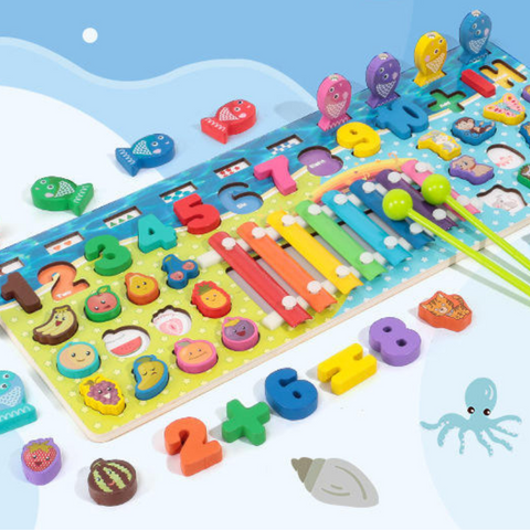 Six-In-One Shape Pairing Number Matching Board Mathematics